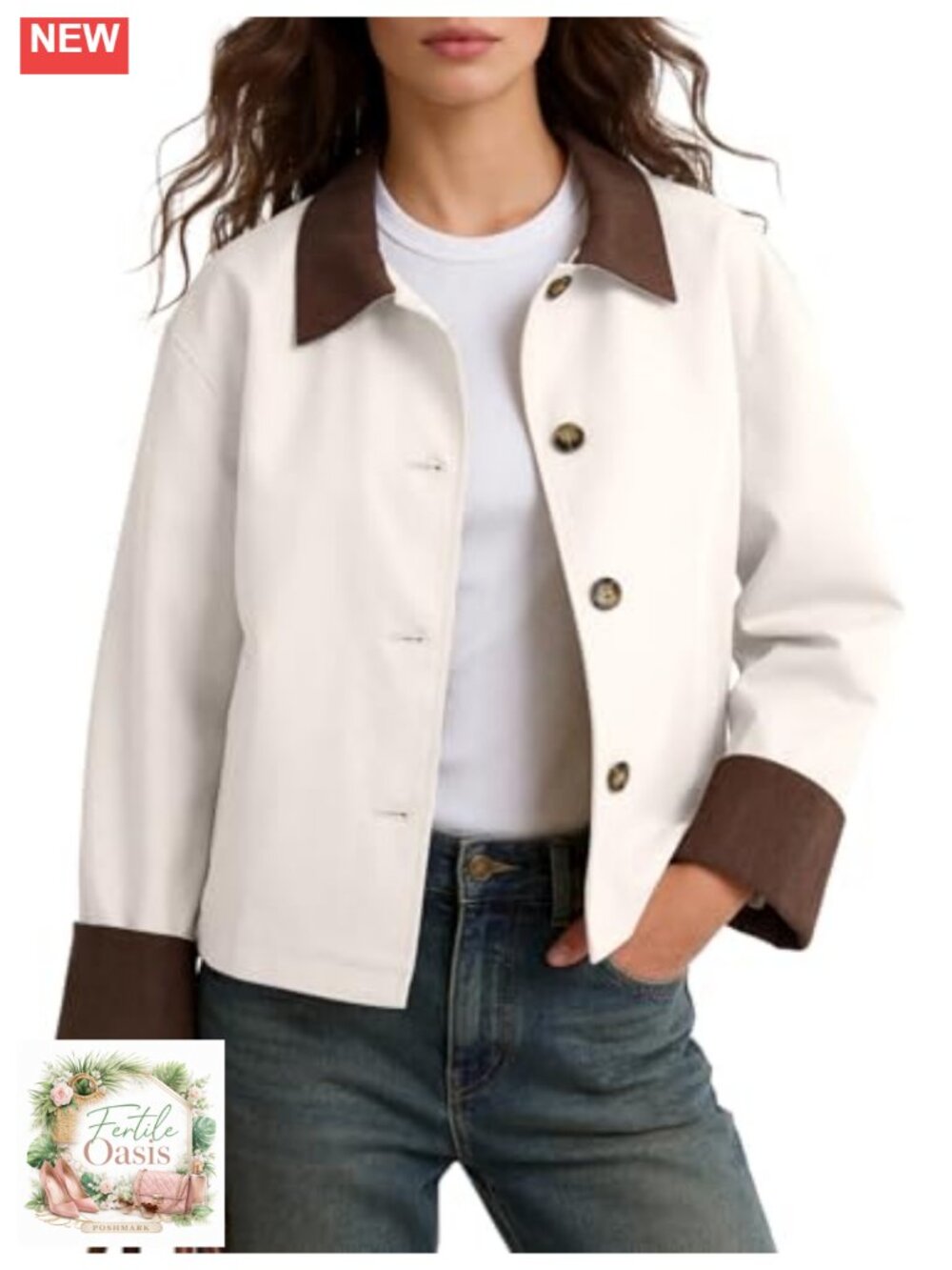 Women's Cropped Trench Coat Barn Jacket Polyester Casual